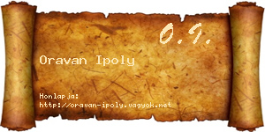 Oravan Ipoly névjegykártya